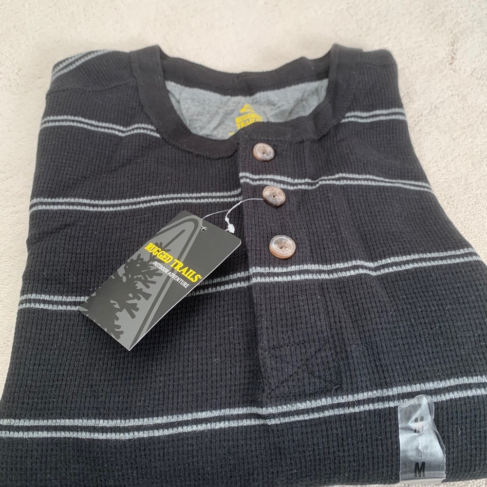 Gray striped Henley.